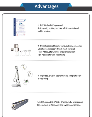 骨折型CO2レーザー皮膚再表面化機械 50W アクネ治療 / 傷跡除去
